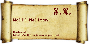 Wolff Meliton névjegykártya