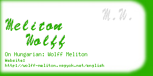 meliton wolff business card